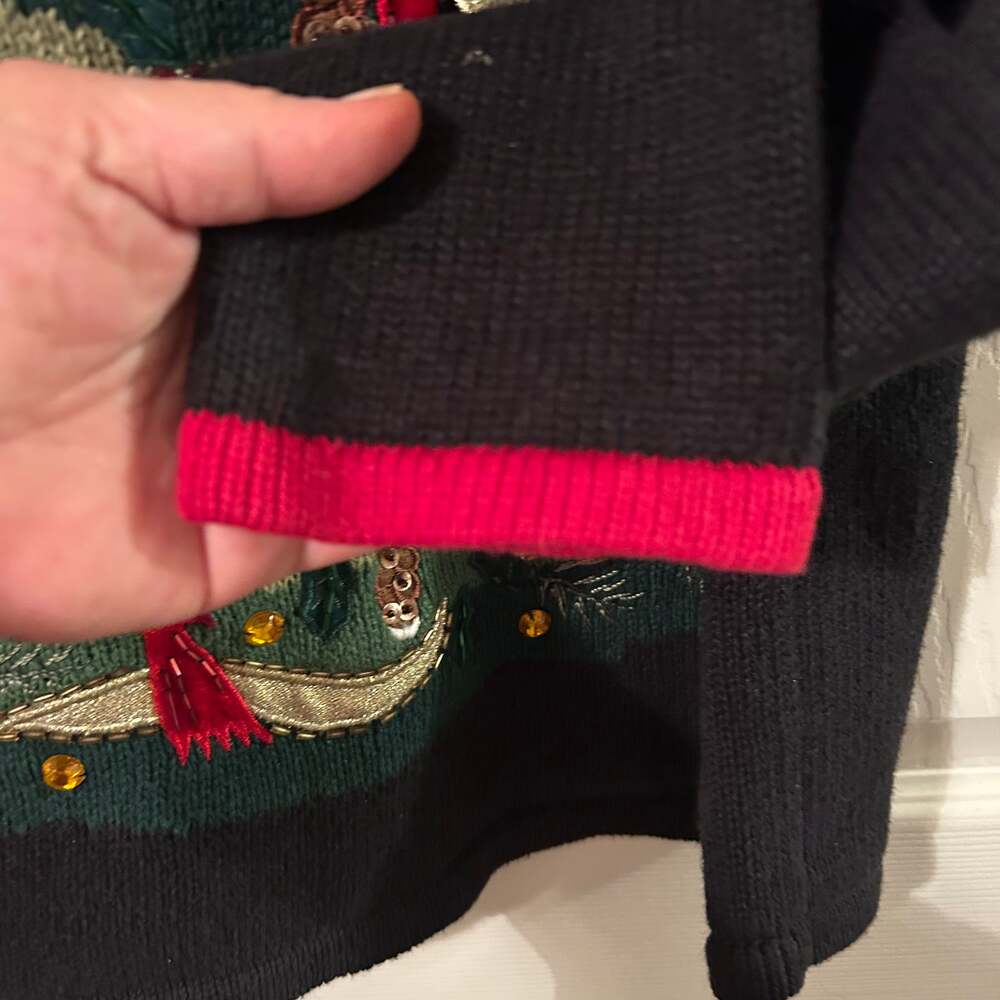 Vintage Tiara International Christmas Sweater Tree with Cardinals Size L - Picture 8 of 9